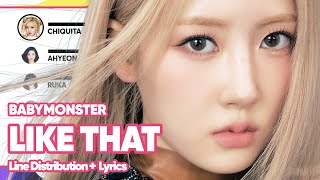 BABYMONSTER - LIKE THAT (Line Distribution with Color-Coded Lyrics)