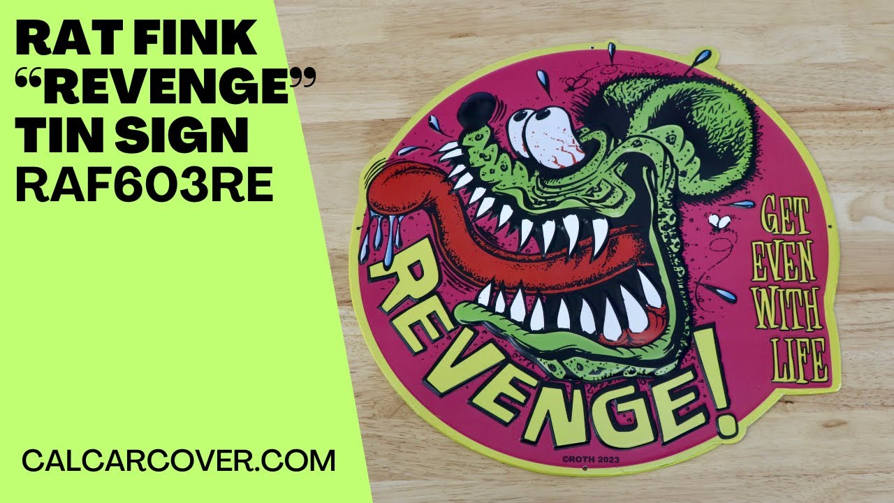 Vintage Rat Fink Revenge Die Cut Metal Sign - Authentic Retro