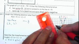 Algebra 2 - 2.7 Graph Absolute Value Function Project Part1