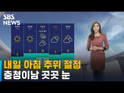 [날씨] 내일(23일) 아침 추위 절정…충청이남 곳곳 눈 / SBS