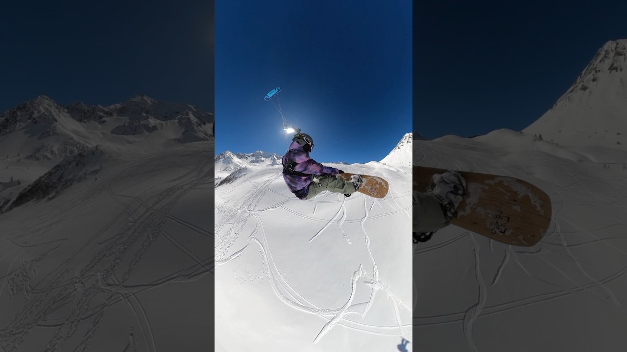 Snowkite fun #kite #kiting #snowboard #snowboarding #snowkite #snowkiting #kiteloop #fly