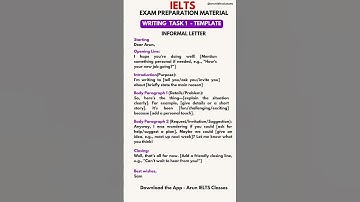 IELTS Writing task 1 | Template for informal letter type #shorts
