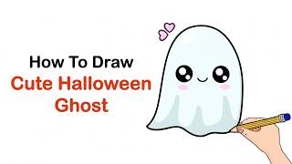 How To Draw a Cute Halloween 👻 Ghost Step By Step Easily | Halloween Special Drawings screenshot 2