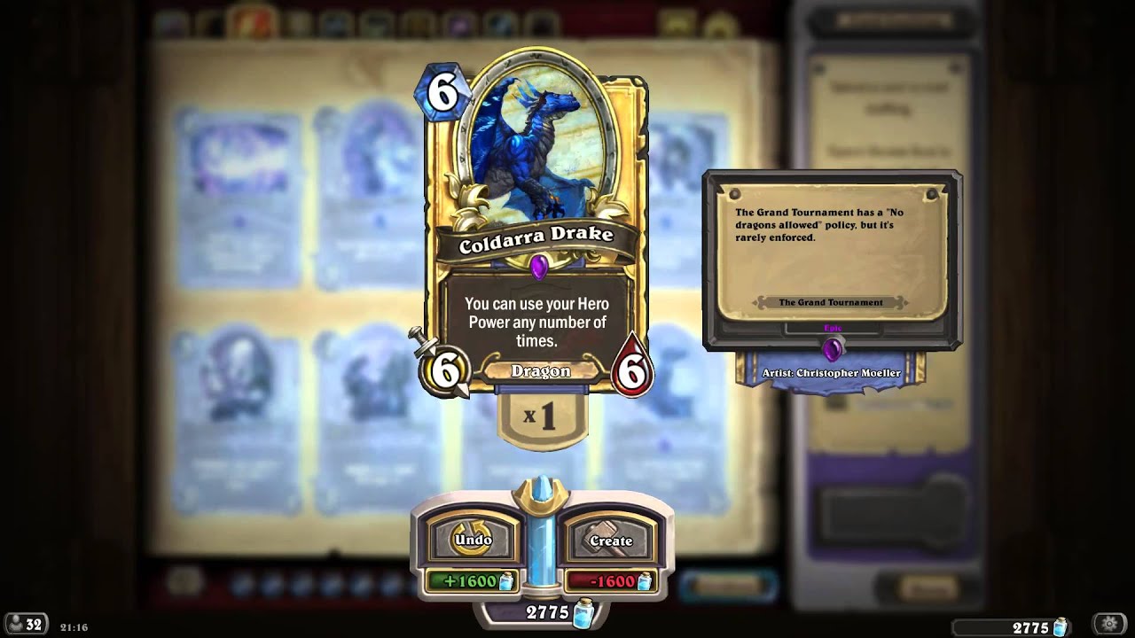 Coldarra Drake HD Hearthstone Golden Card Spotlight - YouTube