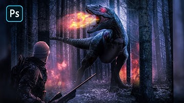 I create dinosaur photo manipulation - photoshop speed art tutorial