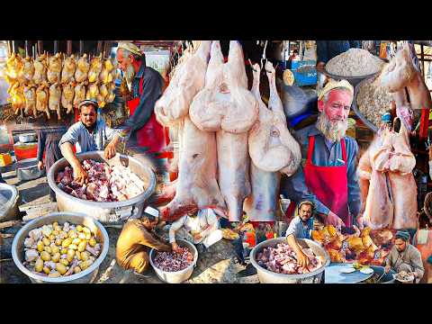 Most Crowd Cheap Street food in Afghanistan | Kabuli pulao | biryani | Roasted chicken | Street food