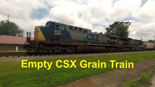Empty Grain Train with CSX Covered Hoppers, 155, 3447 - Athens - 2018