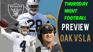 The oakland raiders play los angeles chargers on thursday night
football. today i speak about keys to victory for oakland. follow me
social media:...