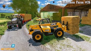 Hauling & Stacking Straw Bales. Rolling & Liming Grass Fields🔸Calmsden Farm #26🔸Farming Simulator 22