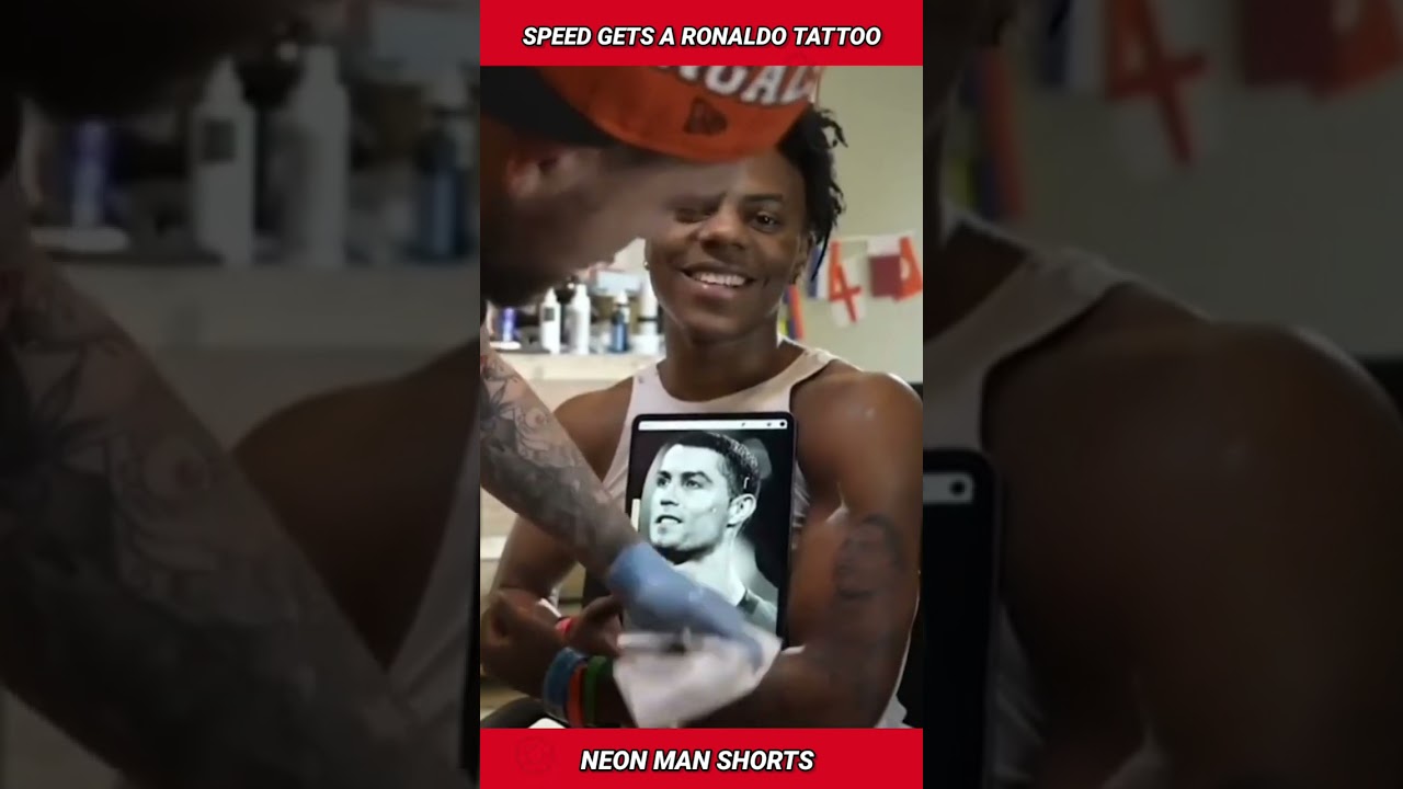 Ronaldo you are my Goat IShowSpeed gets a tattoo of CR7 on his left arm