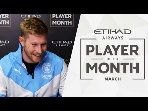KEVIN DE BRUYNE REACTS TO HIS MARCH HIGHLIGHTS! | Etihad Player of the Month | March 21/22