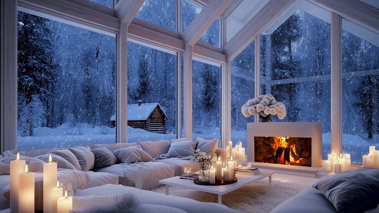 🎹🎧 Soothing Piano for Night Focus Sessions | Snowy Outside and Quiet Warm Indoor Room | Focusing