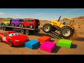 Flatbed Truck McQueen Transportation with Truck Pothole vs Car #42 BeamNG Drive Gameplay