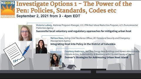 Investigate Options 1 - The power of the Pen: Policies, Standards, Codes etc...