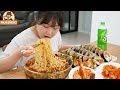 [냉라면] 더운 날씨엔 시원한 초간단 🧊냉라면과 김밥이 최고지!! | Cold Ramen Mukbang ASMR