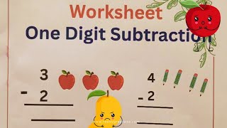 One Digit Subtraction for Kids Easy Learn Subtraction Maths Drill Subtraction Worksheet