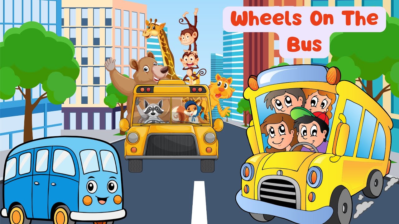 The Wheels on the Bus Go Round and Round | Popular Kids Nursery Rhyme ...
