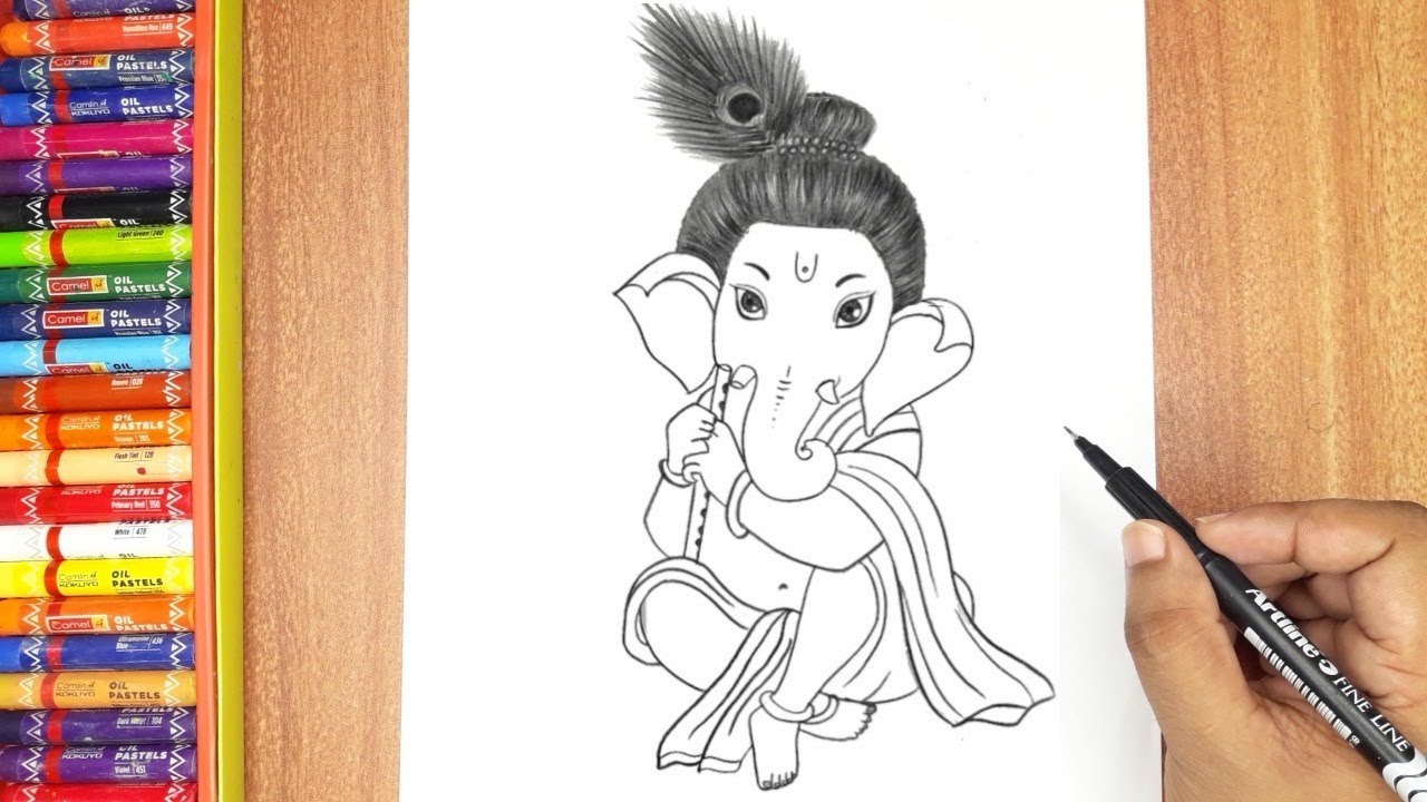 Easy drawing of baal ganesha / Pencil Drawing of baal ganesh / How ...