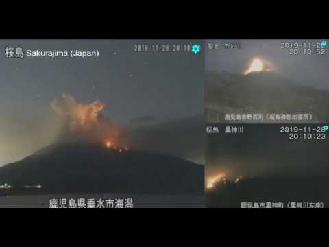 Volcano Sakurajima (桜島) erupted - 28/11 20:10 JST
