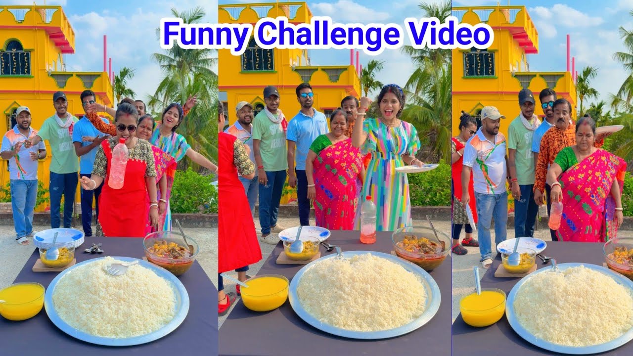 Unlimited Rice Dal Chicken Funny Challenge Video