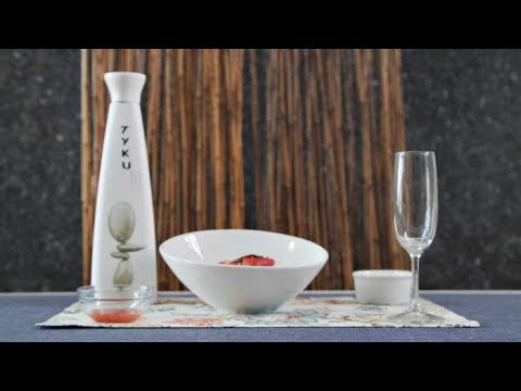 sake-champagne-cocktail-with-poached-strawberries