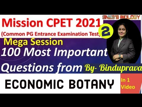ECONOMIC BOTANY || PART-2 || MOST IMPORTANT MCQs FOR CPET 2021 || MUST WATCH || SNEB&rsquo;S BIOLOGY
