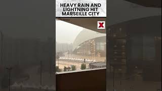 #watch | Heavy rains flood Marseille streets as thunderstorm lights up sky #marseille #trending