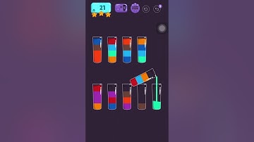 Cups - water sort puzzle | level 21 | ⭐️⭐️⭐️