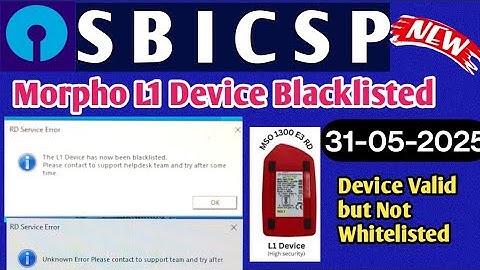 SBI CSP !! Morpho L1 Blacklisted !! Kiosk banking update New!!