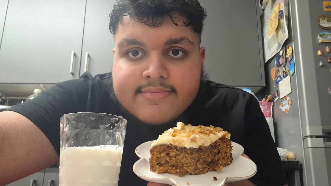 Carrot cake and milk uk mukbang 