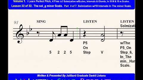 Part 4b. LESSON 22 of 32, The sol_g minor scale. EAR TRAINING EXERCISES