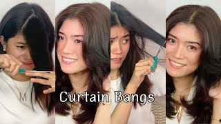 Curtain Bangs at Home |Styling Curtain Bangs| Blow Out Hairstyle Tutorial|Tiktok Hair |Wolfcut hair