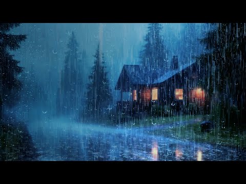 Heavy Rain on a Forest Cabin — Dark Rainy Night Ambience for Deep Sleep ...