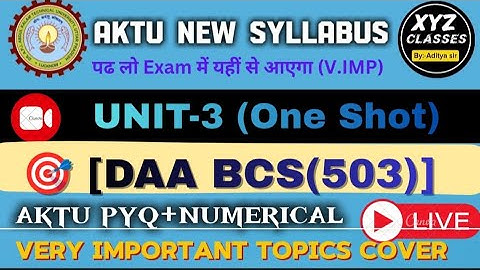Daa BCS-503 Design and Analysis of Algorithms Important Questions by Aditya sir 