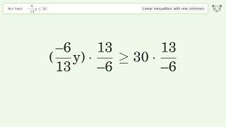 613y Less Than Or Equal To 30  Solve Linear Inequalities With One Unknown