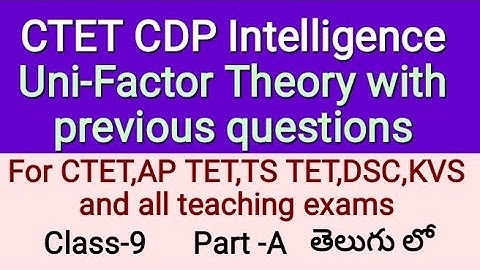 Unifactor theory of intelligence by Binet|Unifactor theory by Binet for CTET|Ctet telugu