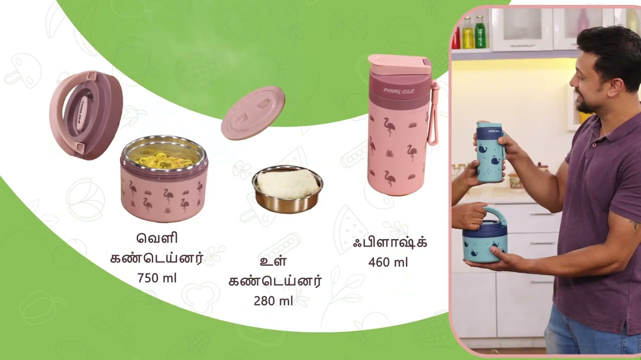 2 Layer Insulated Big Lunch Box with Hot & Cold Flask 2CRLBWF CODE 12647