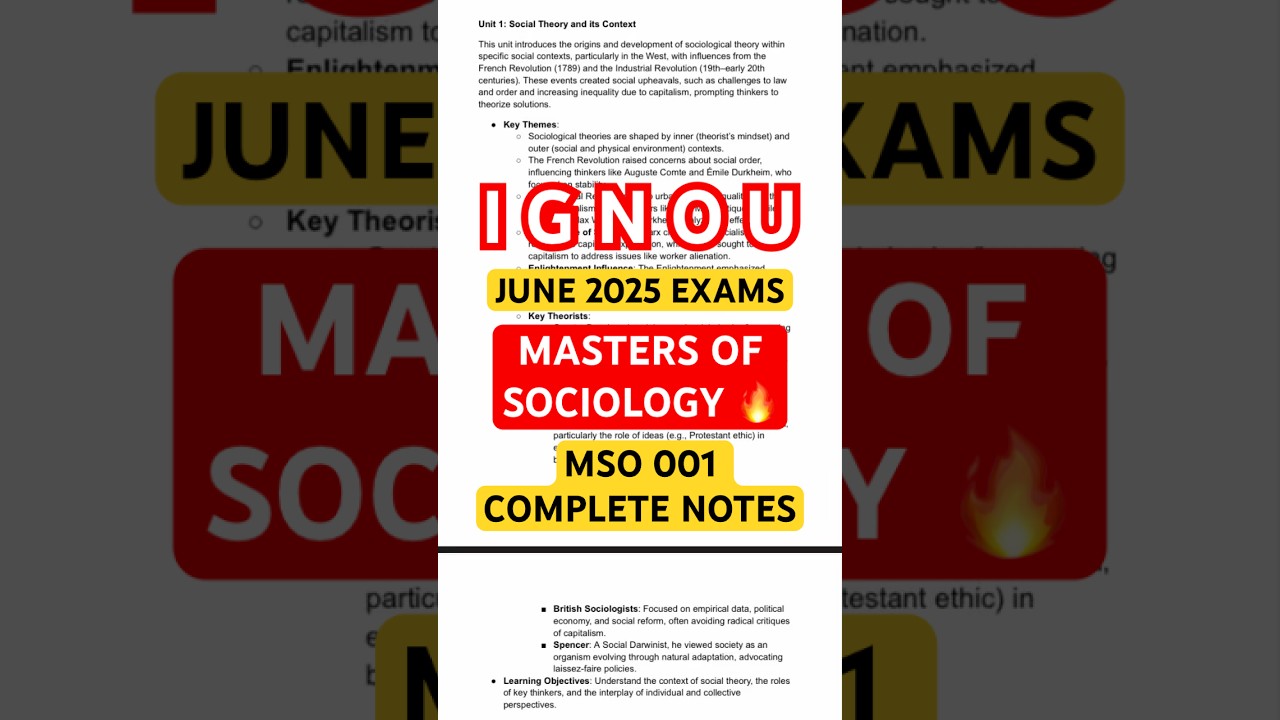 IGNOU MSO 001 Complete Revision🔥IGNOU MA Sociology🔥JUNE 2025 IGNOU EXAMS NOTES😱IGNOU MSO 001 NOTES🔥