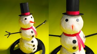 How To Make Snowman With Cotton And Newspaper | Snowman Craft Idea | DIY Christmas Snowman