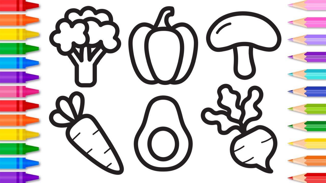 VEGETABLES Drawing Tutorial Easy Step by Step 🥦🥕🥑 VEGETABLES Coloring