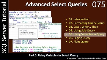 Advanced Select Queries | Part 5 - Using Variables | SSMS TSQL Tutorial #75