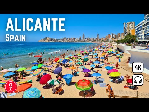 إسبانيا | ALICANTE | جولة مشي على الشاطئ 4K