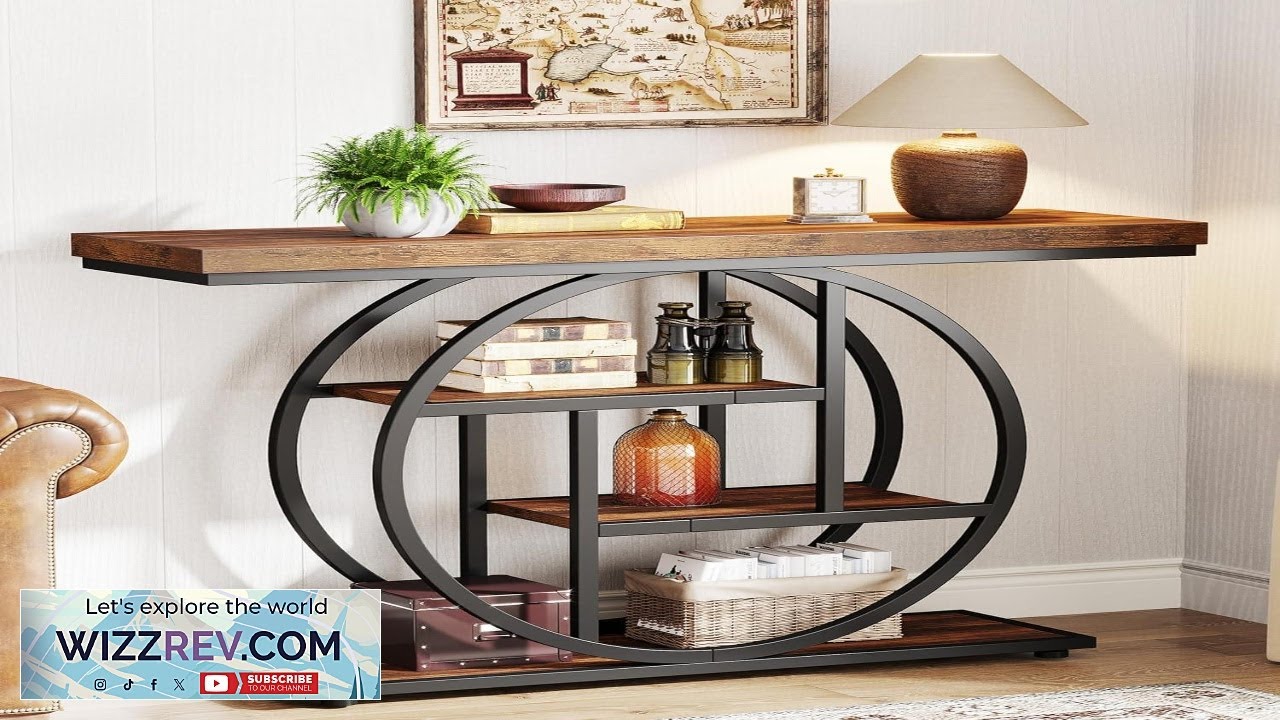 Tribesigns 41.3" Console Table Industrial 4 Tier Sofa Table Entryway Table with Circle