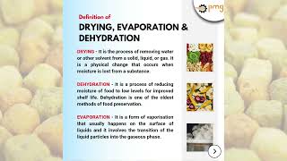 Difference between drying evaporation and dehydration