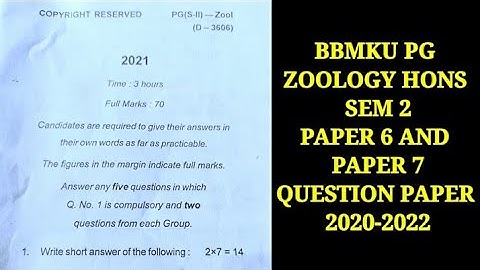 BBMKU PG SEM 2 ZOOLOGY HONS QUESTION PAPER (2020-2022)