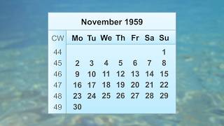November 1959 Calendar