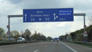 Driving in Germany from Cologne to Bonn on the first ever Autobahn, the A555