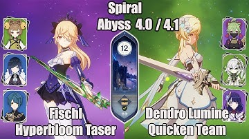 C6 Fischl Hyperbloom And C6 Dendro Traveler Quicken Team SPIRAL ABYSS 4.0 / 4.1 - Genshin impact
