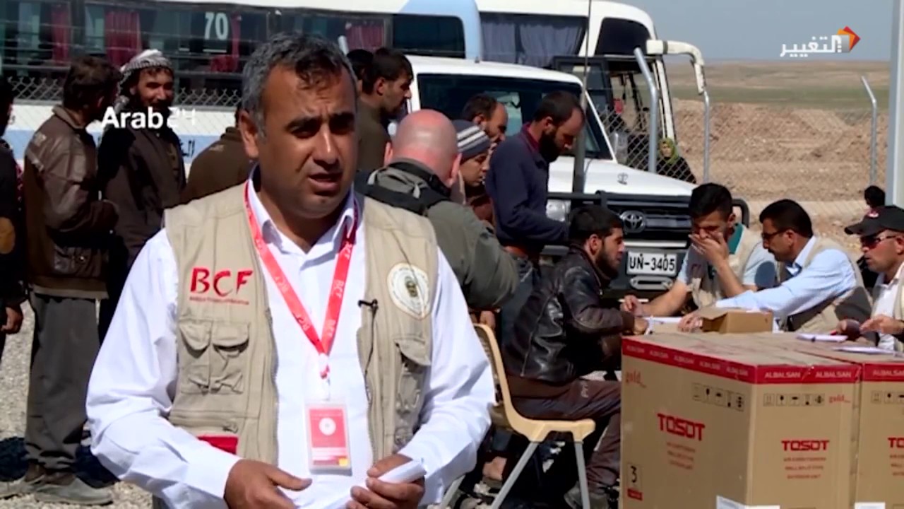 وصول الوجبة الثانية من نازحي الساحل الأيمن من الموصل إلى مخيم جمكور