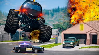 Big Monster Truck VS Policemen - Insane Racing - BeamNG.drive